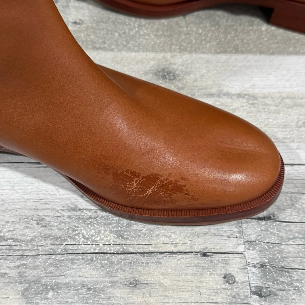 TORY BURCH EVERLY STRAP RIDING BOOTS - SIERRA TAN - SIZE - 7M .US